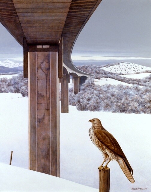 Malerei mit dem Titel "L'hiver" von Jacques Place, Original-Kunstwerk, Acryl