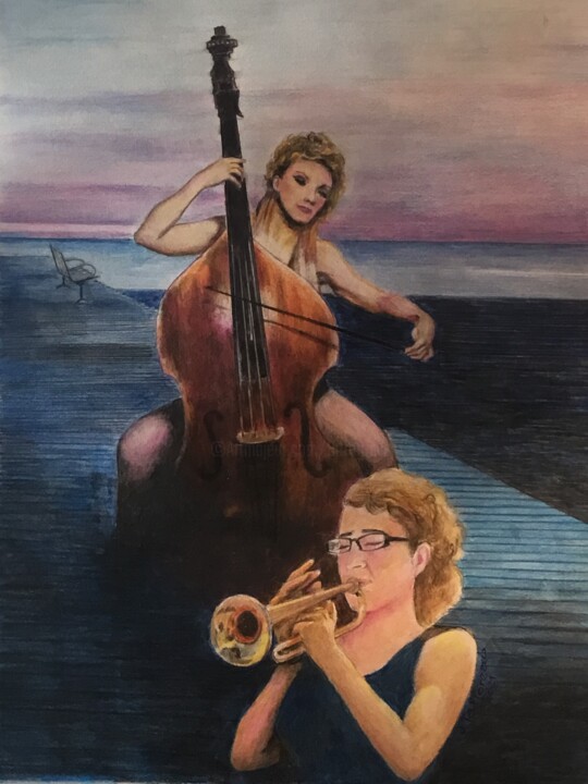 Peinture intitulée "LES MUSICIENNES DU…" par Jacques Tafforeau, Œuvre d'art originale, Aquarelle