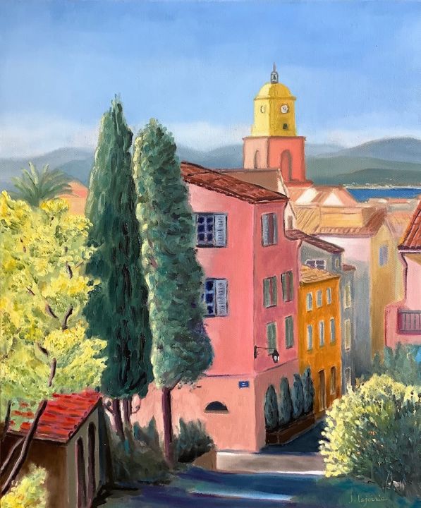 Pintura titulada "Saint-Tropez - reto…" por Jacques Lajoinie, Obra de arte original, Oleo