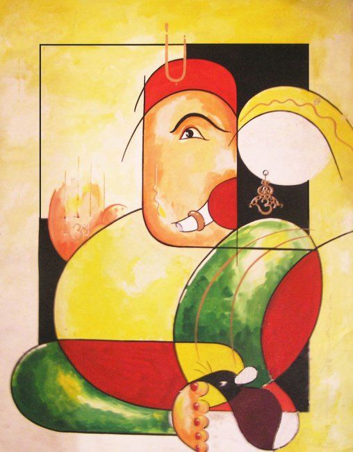 Schilderij getiteld "Blessing ganesha" door Jaideo Shingnapure, Origineel Kunstwerk, Olie