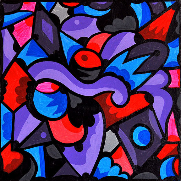 Schilderij getiteld "comp-red-purple-pin…" door Jaime Carbo, Origineel Kunstwerk