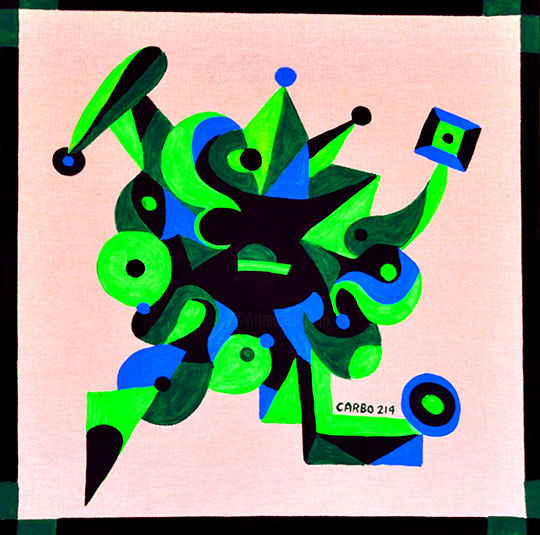 Schilderij getiteld "cluster-green-1.jpg" door Jaime Carbo, Origineel Kunstwerk