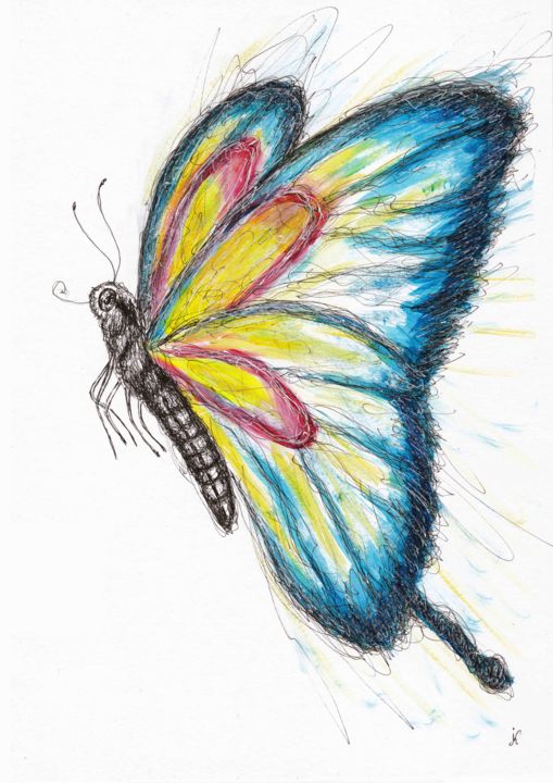 Pintura titulada "Butterfly" por Konstantin Yakovenko, Obra de arte original, Acuarela