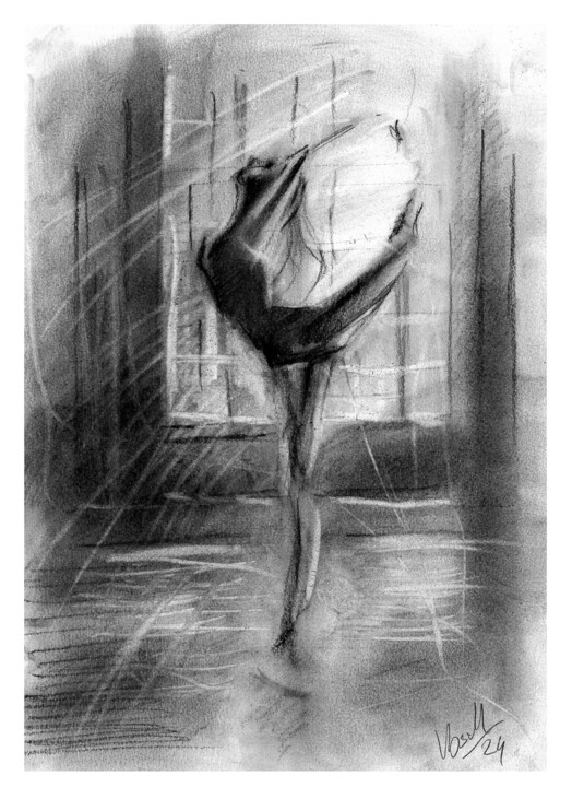 Рисунок под названием "Dance - 6" - Jakub Kossakowski (Art After Hours), Подлинное произведение искусства, Древесный уголь