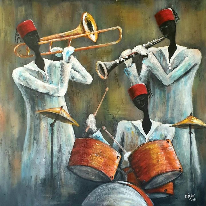 Pintura titulada "My moroccan Jazz ba…" por Jamal El Hajoui, Obra de arte original, Acrílico