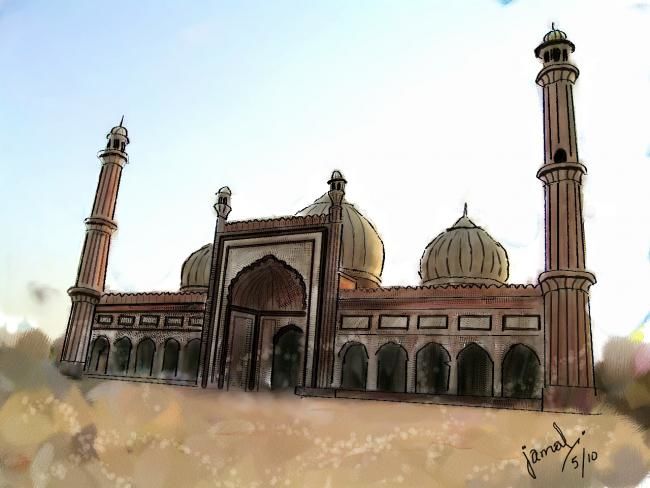 Digitale Kunst getiteld "mosque" door Jamal Janjua, Origineel Kunstwerk