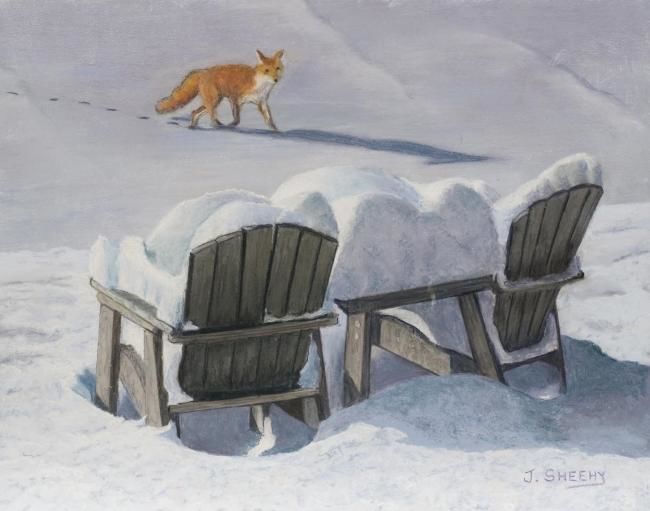 Pintura intitulada "A Quiet Winter Day" por James Sheehy, Obras de arte originais, Óleo