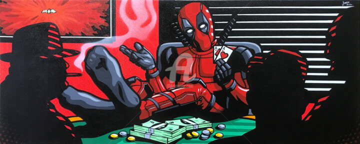 Malerei mit dem Titel "Deadpool - I Got Ac…" von Jamie Lee, Original-Kunstwerk, Acryl Auf Keilrahmen aus Holz montiert