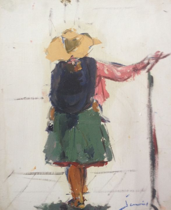 Pittura intitolato "Personaje típico Ca…" da Jamir Johanson, Opera d'arte originale, Acrilico