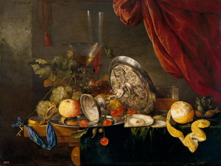 Painting titled "Table" by Jan Davidsz. De Heem, Original Artwork, Oil