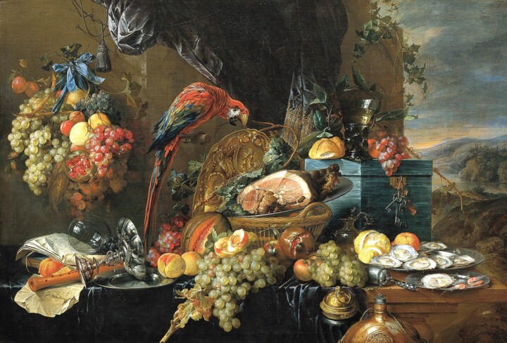 Schilderij getiteld "Une table richement…" door Jan Davidsz. De Heem, Origineel Kunstwerk, Olie