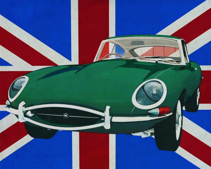 Digital Arts titled "Jaguar E-Type 1960…" by Jan Keteleer, Original Artwork, Digital Painting