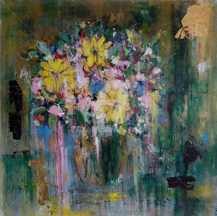 Картина под названием "Say It With Flowers…" - Jan O'Sullivan, Подлинное произведение искусства, Акрил Установлен на Деревян…