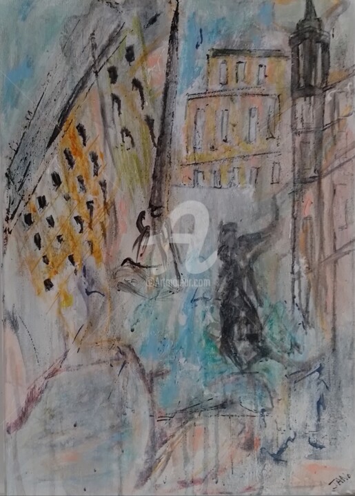 Pittura intitolato "Piazza Navona" da Jan O'Sullivan, Opera d'arte originale, Acrilico Montato su Telaio per barella in legno