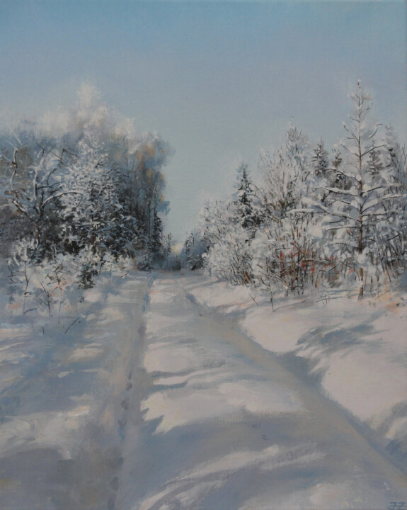 Painting titled "Yesterday Was Snowi…" by Janis Zingitis, Original Artwork, Acrylic Mounted on Wood Stretcher frame