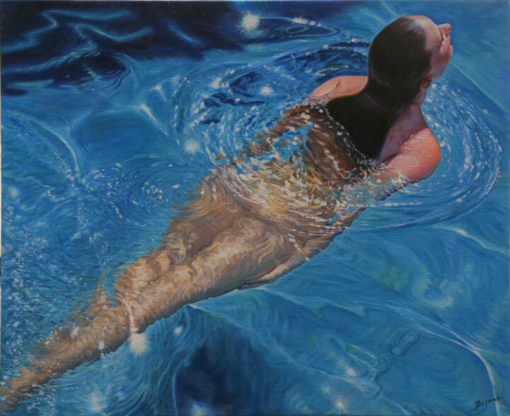 Malerei mit dem Titel "Sirena" von Janto Garrucho, Original-Kunstwerk, Öl