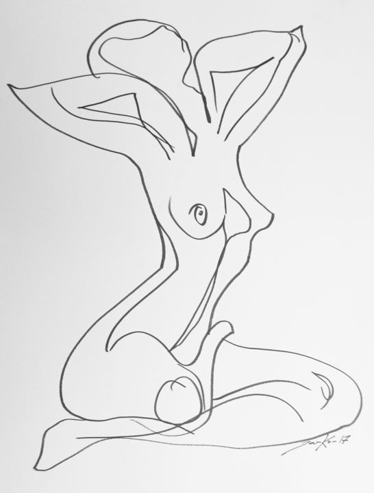 Drawing titled "seventeen" by Jarmo Korhonen, Original Artwork, Marker