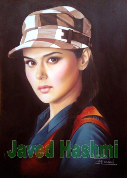 Preity Zinta Oil Painting ( Bollywood Ac, Painting by Javed Hashmi |  Artmajeur