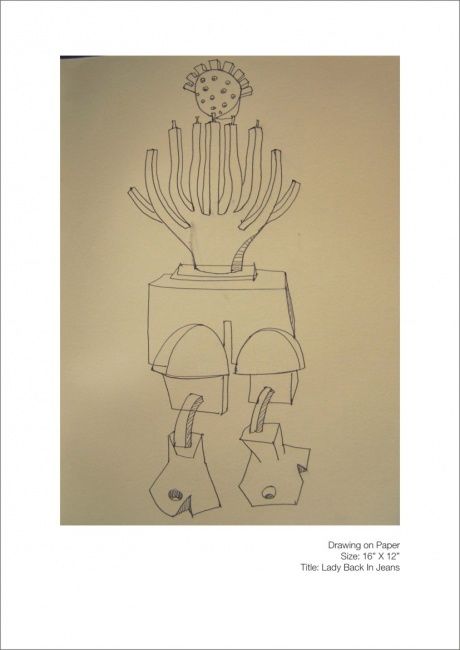 Dibujo titulada "back posture" por Javed Mulani, Obra de arte original