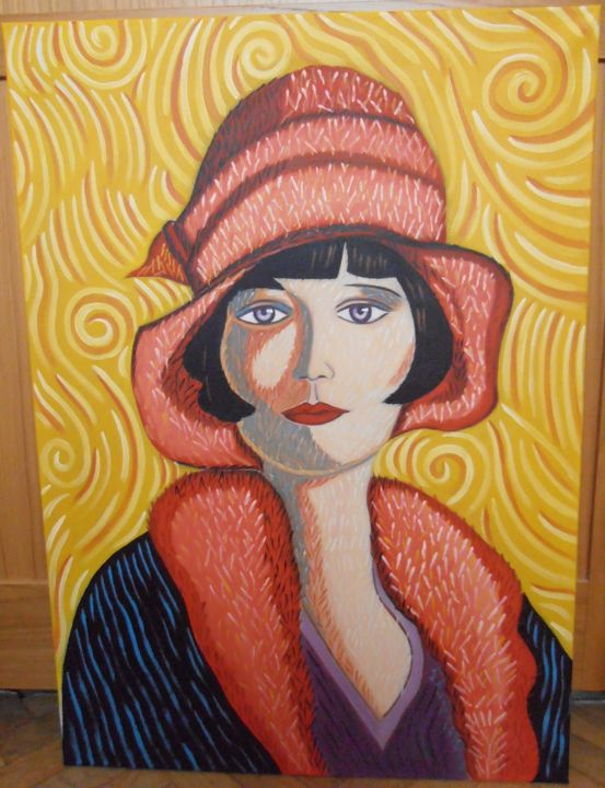 Pintura titulada "MUJER CON SOMBRERO" por Javier Benitez Toyos, Obra de arte original, Oleo