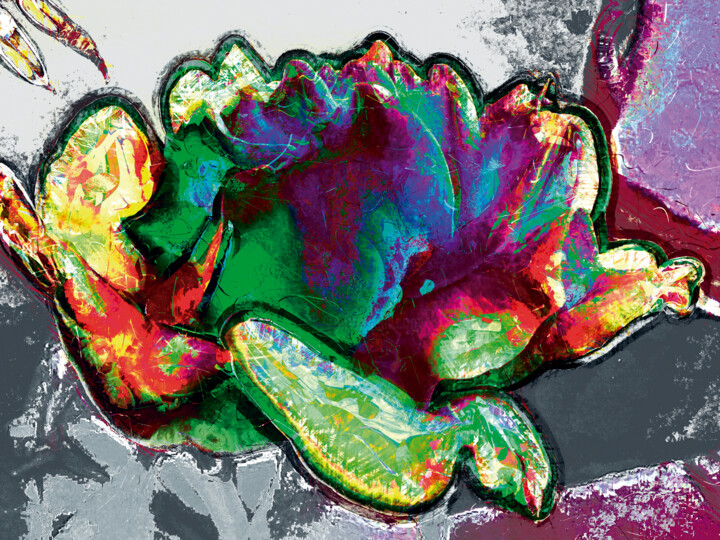 Digitale Kunst getiteld "Una flor 3" door Javier Diaz, Origineel Kunstwerk, Gemanipuleerde fotografie