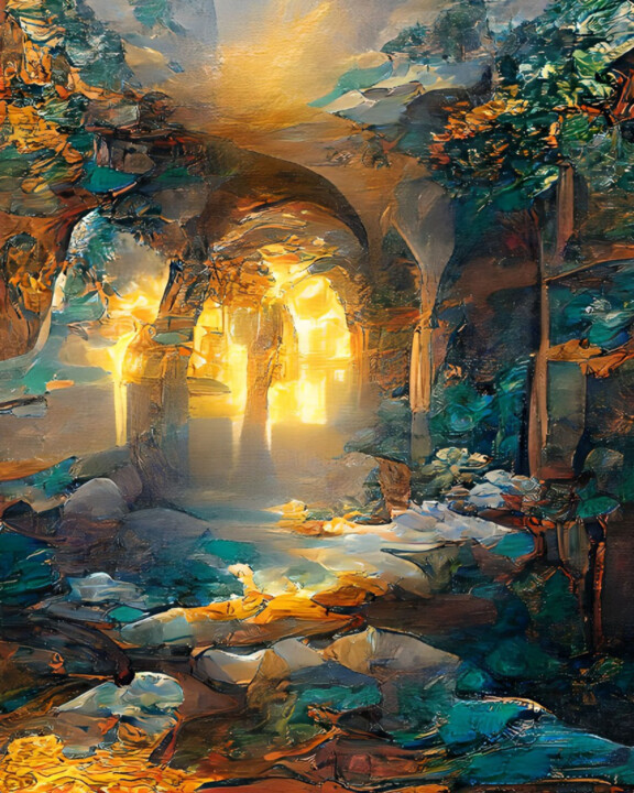 Arte digitale intitolato "Sunrays 004" da Jay Anthony Gonzales, Opera d'arte originale, Immagine generata dall'IA