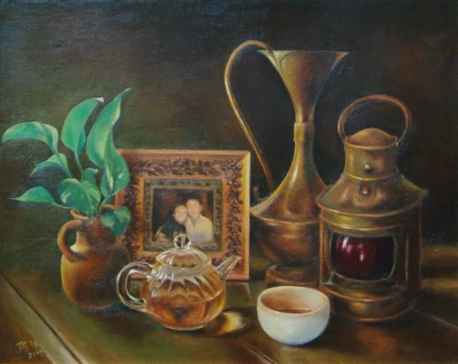 Schilderij getiteld "Tea Time" door Jb34, Origineel Kunstwerk