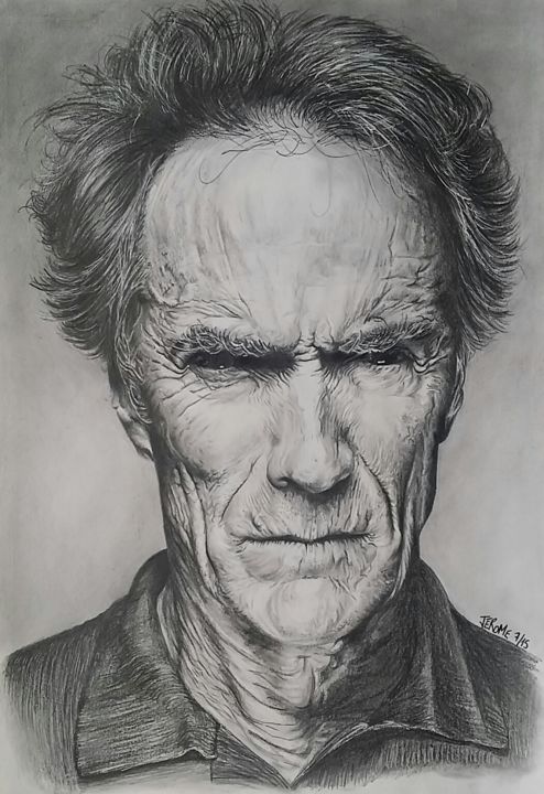 "Clint Eastwood" başlıklı Resim Jerome tarafından, Orijinal sanat, Grafit
