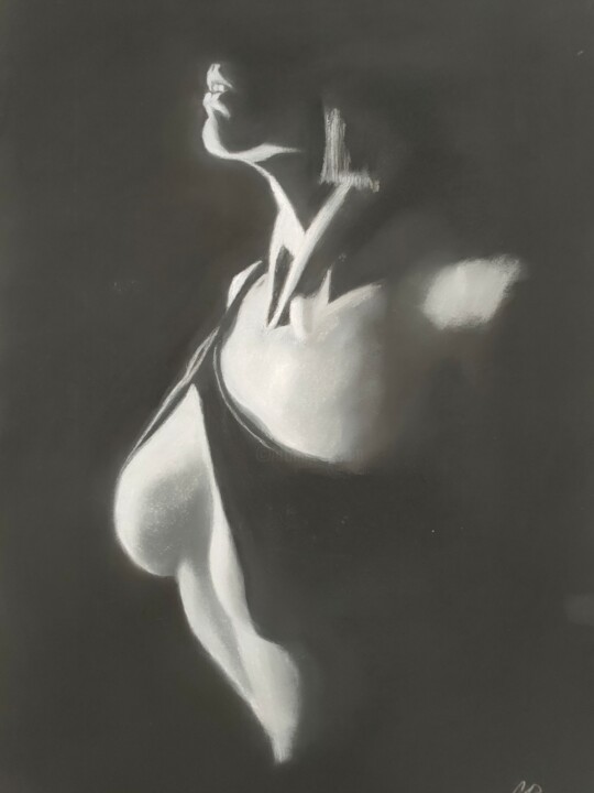 Рисунок под названием "la belle inconnue 3" - Jean Alvarez, Подлинное произведение искусства, Пастель