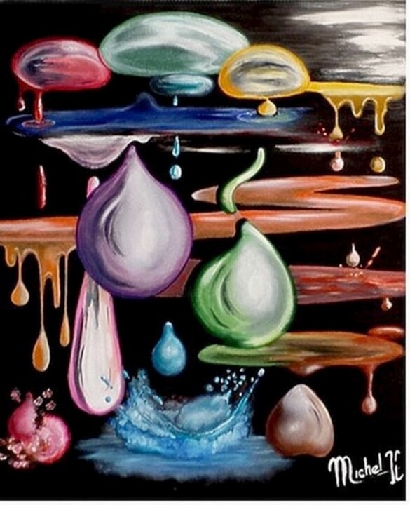 Painting titled "Délires chromatiques" by Jean Claude Michel, Original Artwork, Acrylic Mounted on Wood Stretcher frame