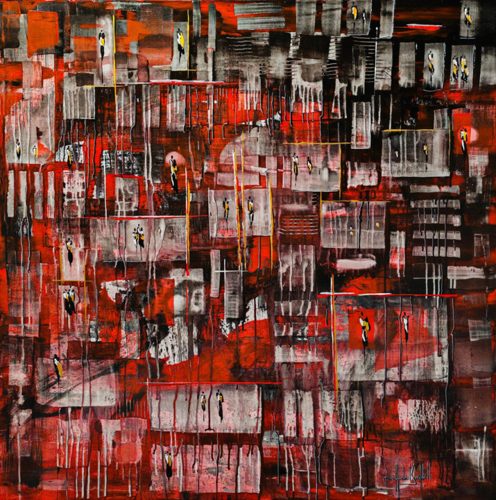 Pittura intitolato "RED STORIES" da Jean-Humbert Savoldelli, Opera d'arte originale, Acrilico Montato su Telaio per barella…