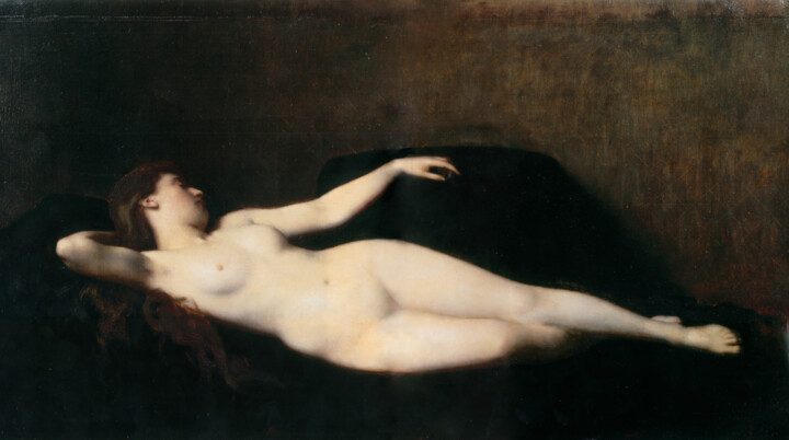 Painting titled "La Femme au divan n…" by Jean-Jacques Henner, Original Artwork, Oil