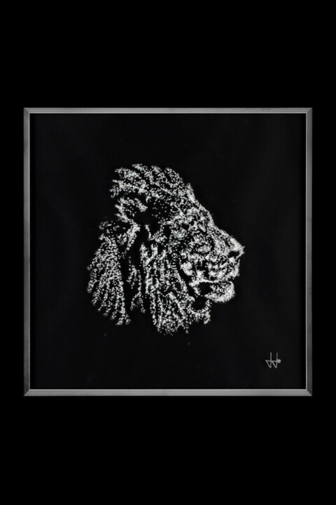 Escultura titulada "Lion : fissures ver…" por Jean-Jacques Joujon (JimaJine), Obra de arte original, Vidrio Montado en Vidrio