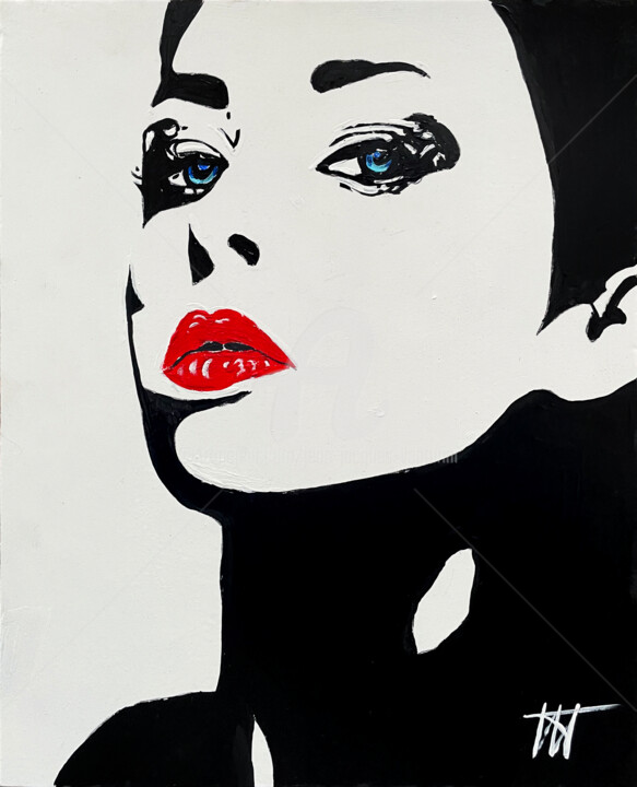 Lips Noir Pink Dripping Black And White Modern Pop Art Wall Art