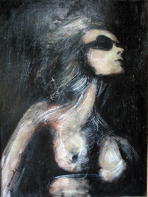 绘画 标题为“femme à lunettes” 由Jean Louis Renaudin, 原创艺术品, 油