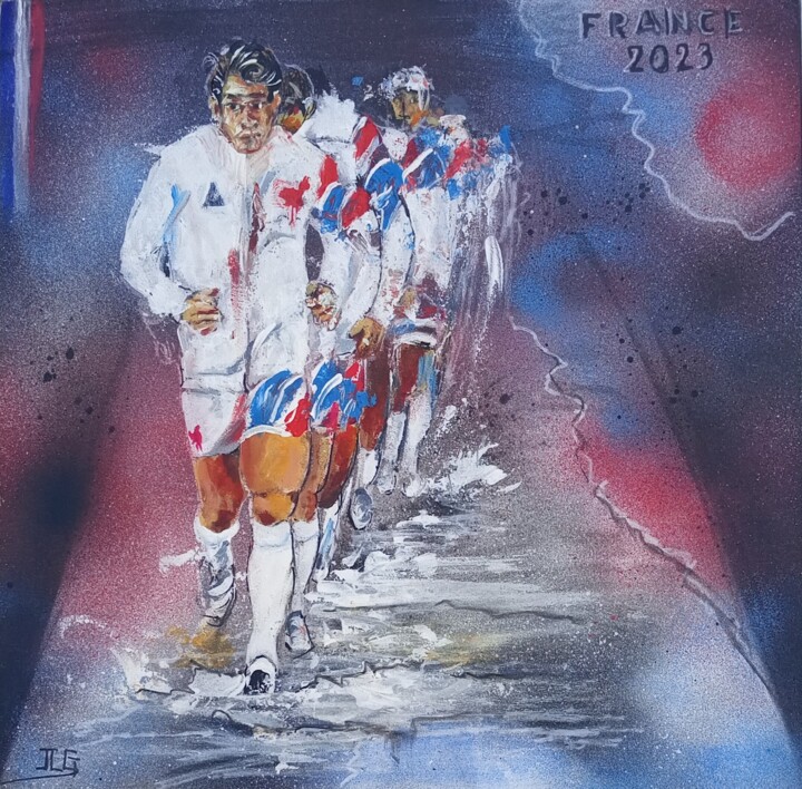 Malerei mit dem Titel "France 2023" von Jean-Luc Garcia, Original-Kunstwerk, Acryl