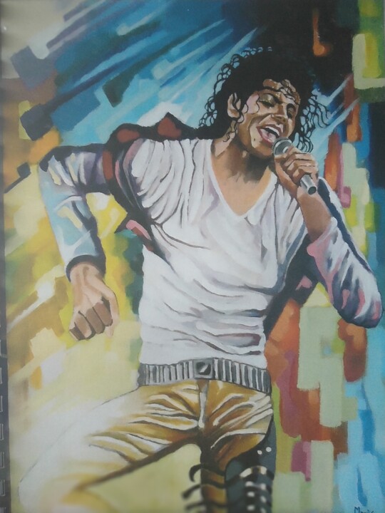 Schilderij getiteld "Michael Jackson" door Jean Luc Marès, Origineel Kunstwerk, Acryl