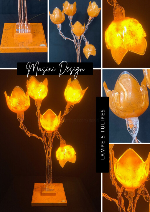 Design titled "Lampe 5 tulipes ora…" by Jean Luc Masini, Original Artwork, Luminaire