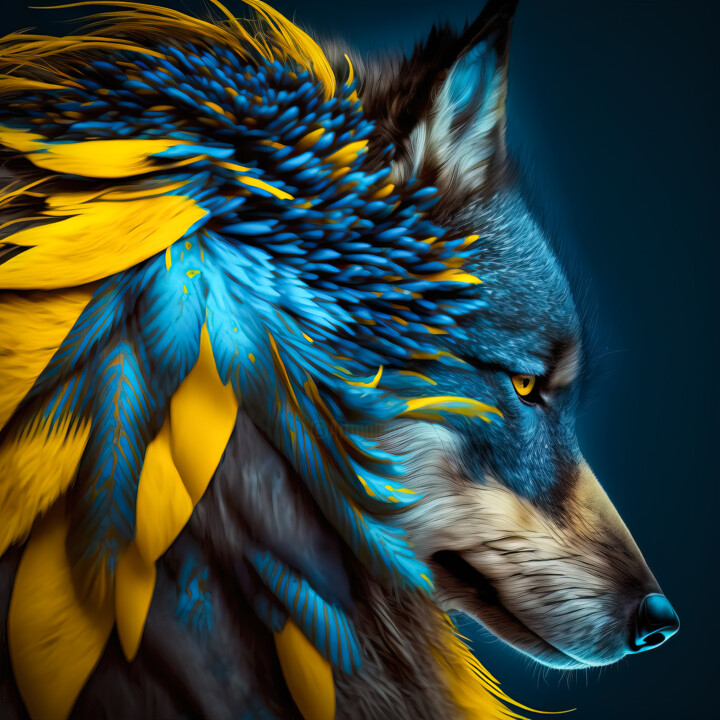 "Mr Wolf 4" başlıklı Dijital Sanat Jean Luc Michon tarafından, Orijinal sanat, AI tarafından oluşturulan görüntü