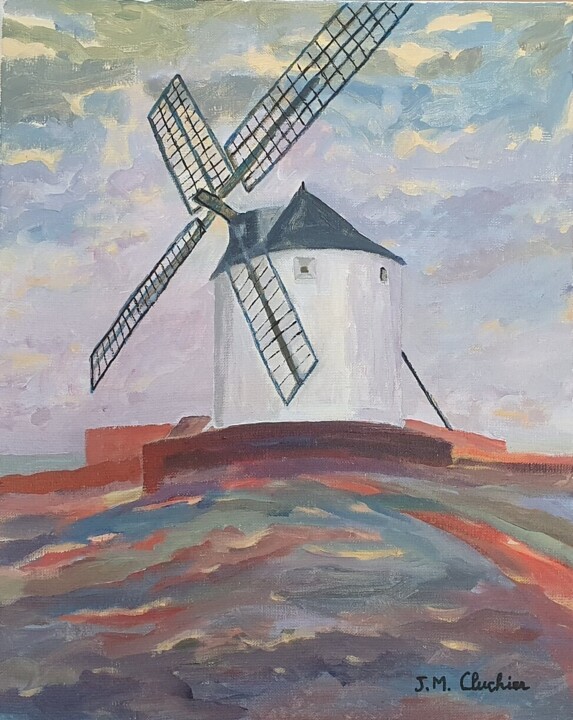 Pintura titulada "Moulin de Consuegra" por Jean-Marie Cluchier, Obra de arte original, Acrílico