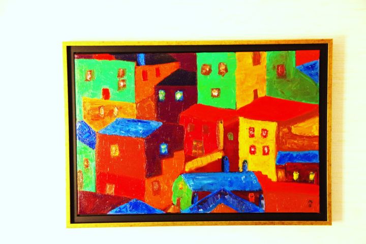 Peinture intitulée "Village italien" par Jean-Marie Reynaud (jmry), Œuvre d'art originale