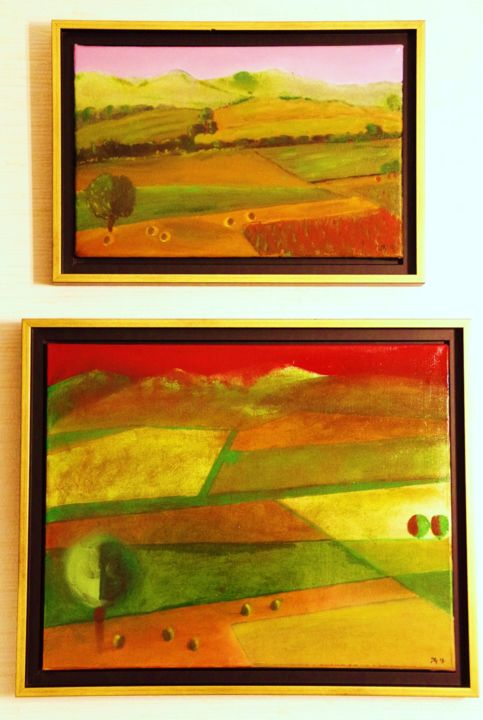 Peinture intitulée "Paysage de Toscane…" par Jean-Marie Reynaud (jmry), Œuvre d'art originale, Huile