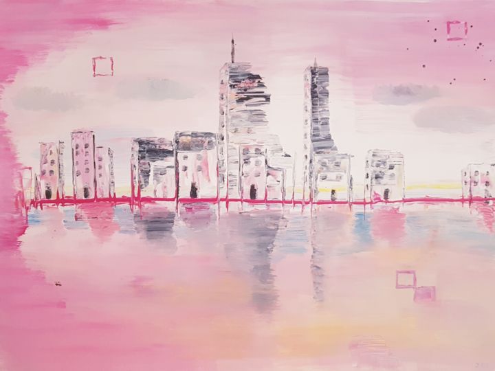 Peinture intitulée "Bloody city" par Nelopo, Œuvre d'art originale, Acrylique Monté sur Châssis en bois