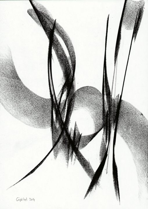 Drawing titled "S Kiss-07" by Gipéhel, Original Artwork, Charcoal