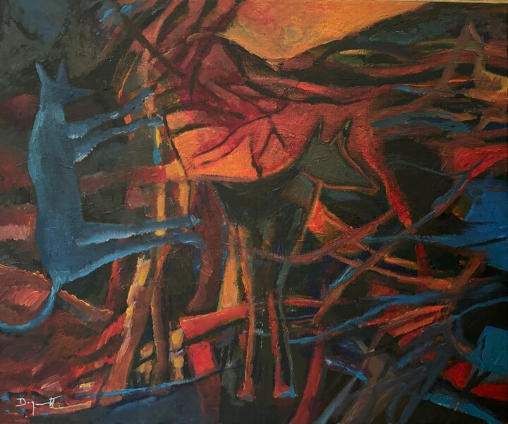 Painting titled "Bestiaire des Innoc…" by Jean-Philippe Degraeve, Original Artwork, Oil