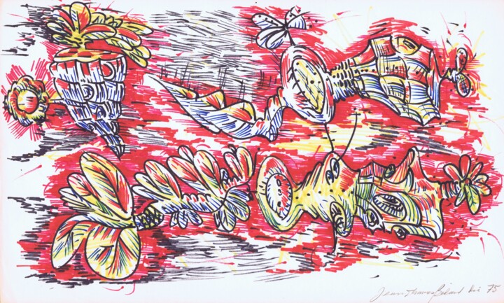 Dibujo titulada "FARANDOLLE" por Jean-Thomas Bédard, Obra de arte original, Rotulador