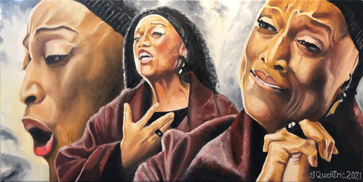 Peinture intitulée "Jessye Norman" par Jean-Yves Quentric, Œuvre d'art originale, Huile Monté sur Châssis en bois