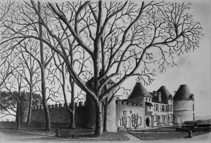Dibujo titulada "Château d'YQUEM" por Jean-Yves Saint Lezer, Obra de arte original, Lápiz
