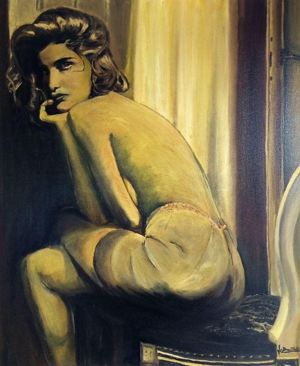 Картина под названием "Regard à nu" - Jean-Claude Brouillet, Подлинное произведение искусства, Масло
