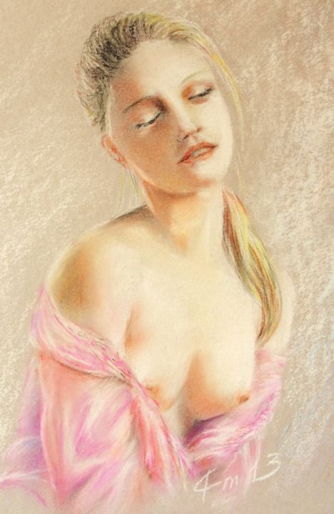 Malerei mit dem Titel "jeune fille nue" von Jean-Joseph Chevalier, Original-Kunstwerk, Öl